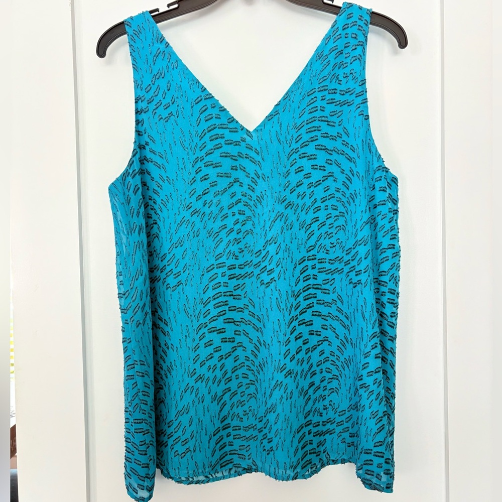 Lilly Pulitzer Florin SILK Tank Top Teal Swirl Clip MEDIUM resortwear luxe glam - Picture 6 of 9
